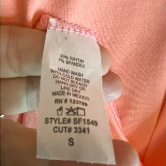 NWT Six/Fifty 93/7 Rayon/Spandex Peach colored size small Midi dress. - Picture 4 of 5